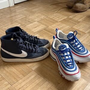 Nike High Tops Black and White & Low Tops White with Blue and Red